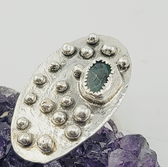 DREAMYJWLS.COM Jewelry - EMERALD RING HANDMADE IN STERLING SILVER METAL SIZE 8.5